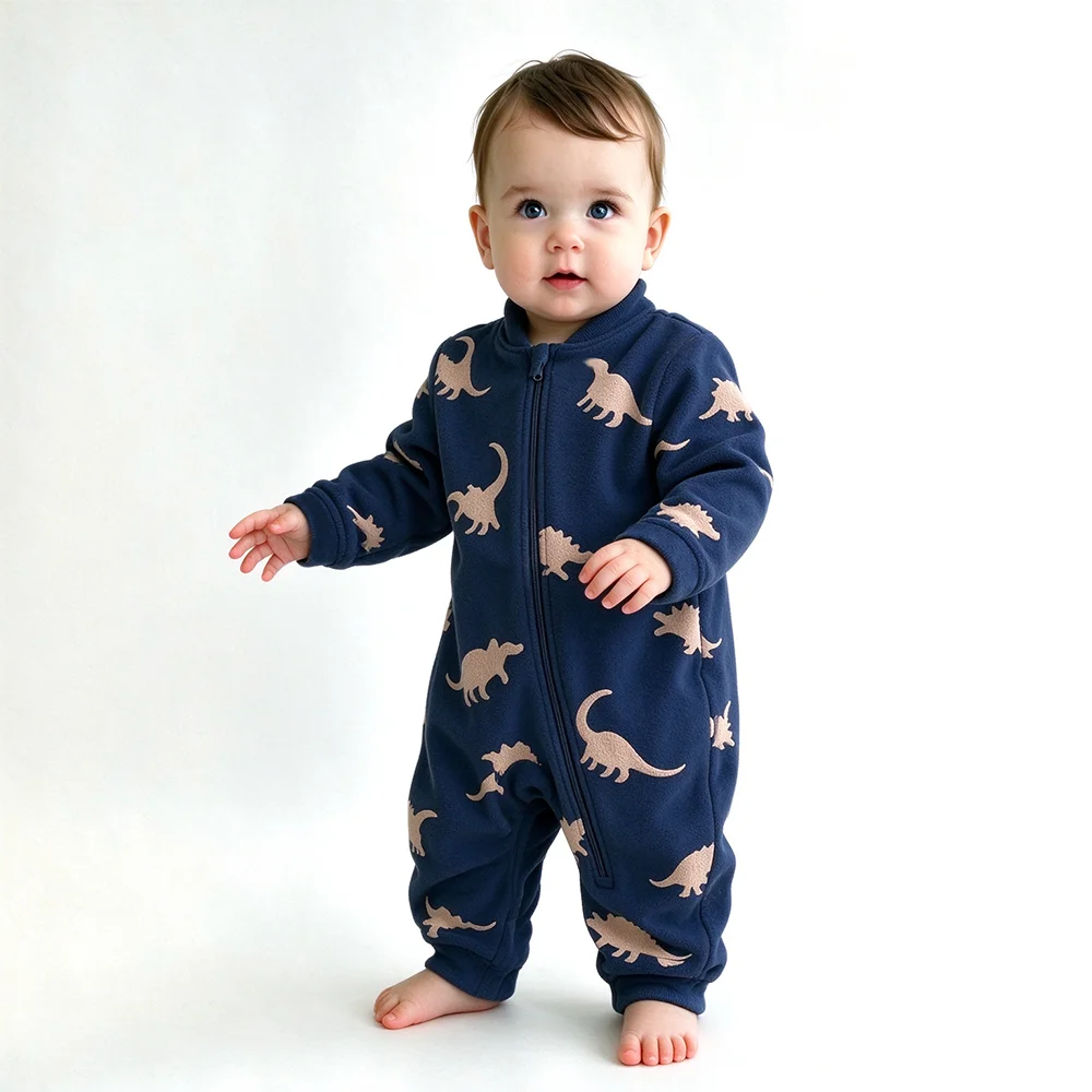 Cotton Baby Onesies Zipper - Mameluco de forro polar suave y