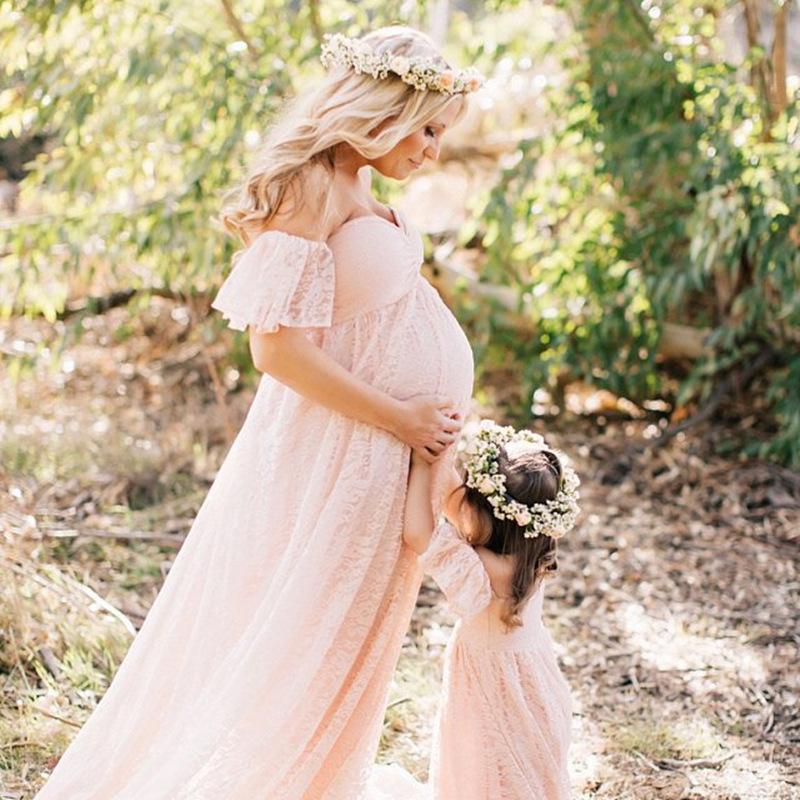 Vestido largo de encaje para f - Maternity Wear reseña y precio